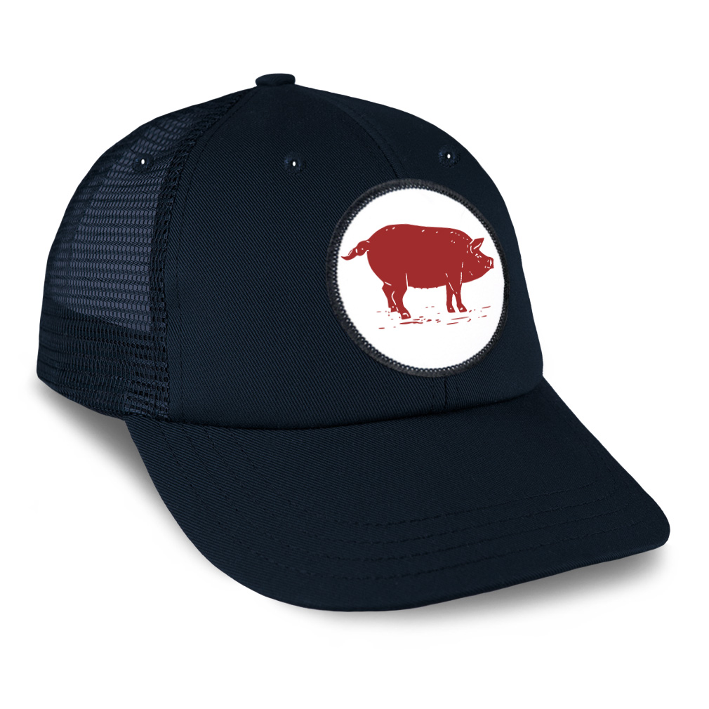 Patch Hat Trucker Baseball Cap Pork Pig Animal Image Farm